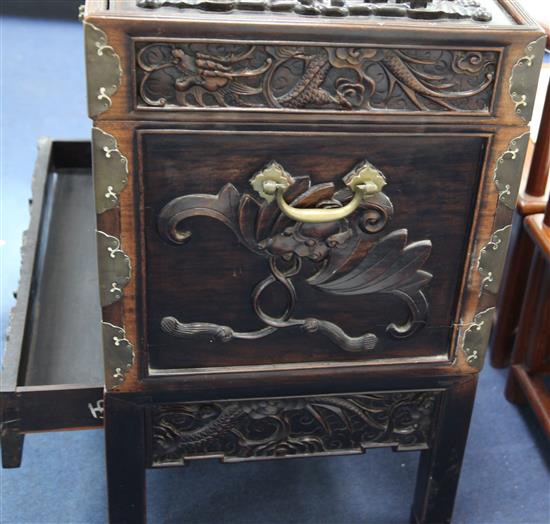 A Chinese zhangmu dragon chest, late 19th / early 20th century, W.79cm H.76cm D.47cm